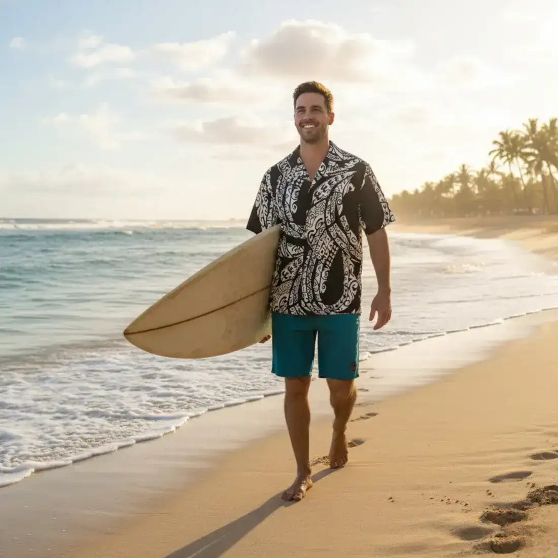 Mana Black Hawaiian Rayon Shirt - Made in Hawaii