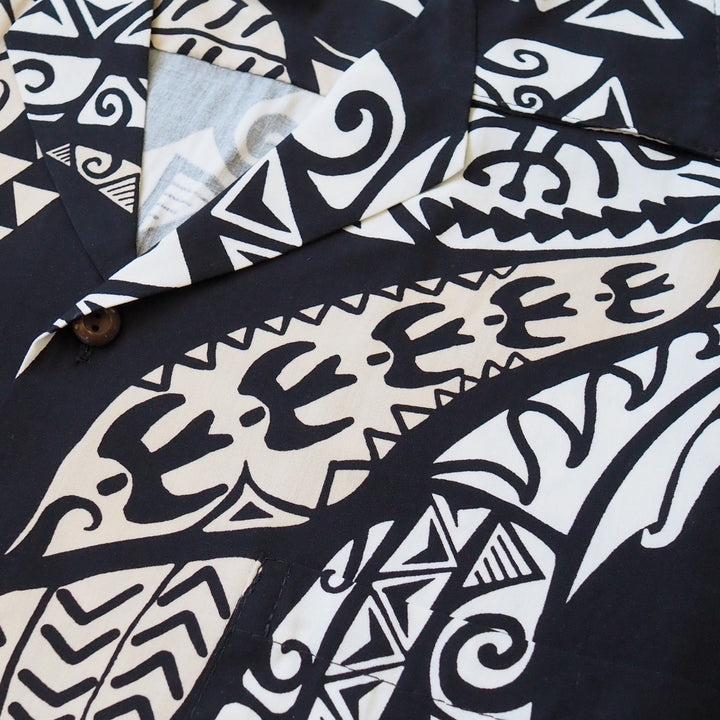Mana Black Hawaiian Rayon Shirt Made in Hawaii