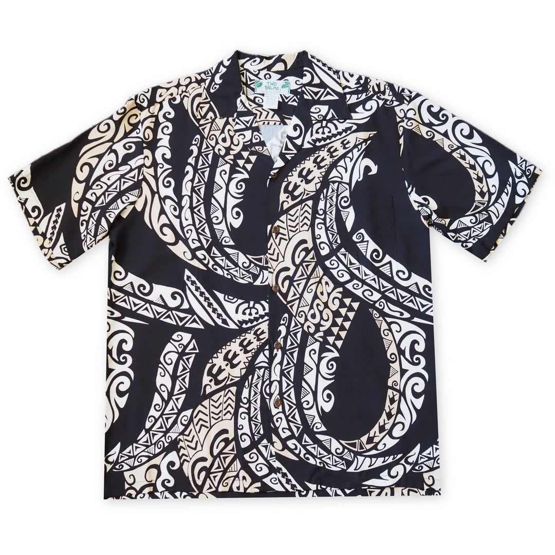 Mana Black Hawaiian Rayon Shirt Made in Hawaii