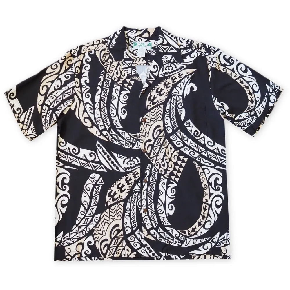Mana Black Hawaiian Rayon Shirt - Made in Hawaii
