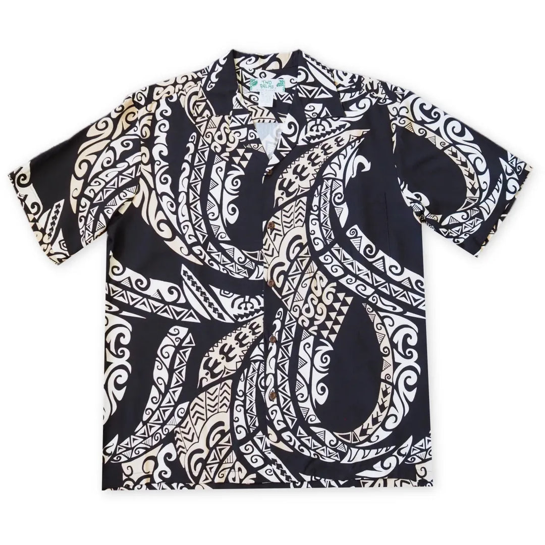 Mana Black Hawaiian Rayon Shirt - Made in Hawaii