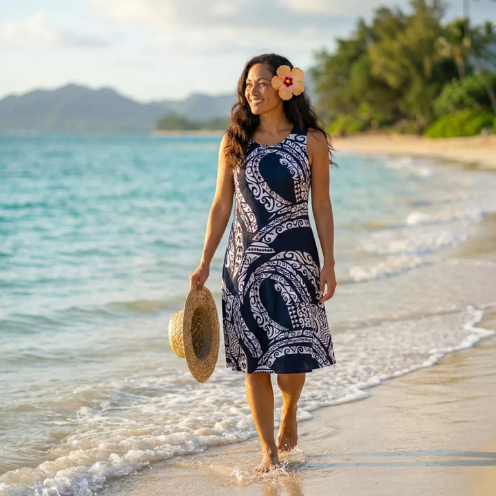 Mana Black Rhythm Hawaiian Dress - Made in Hawaii