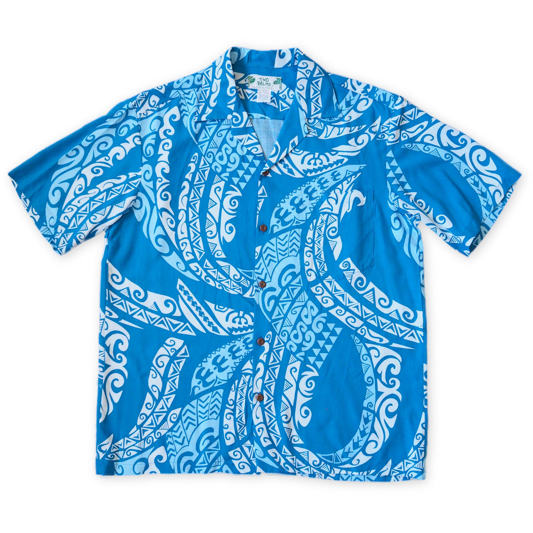 Mana Blue Hawaiian Rayon Shirt Made in Hawaii
