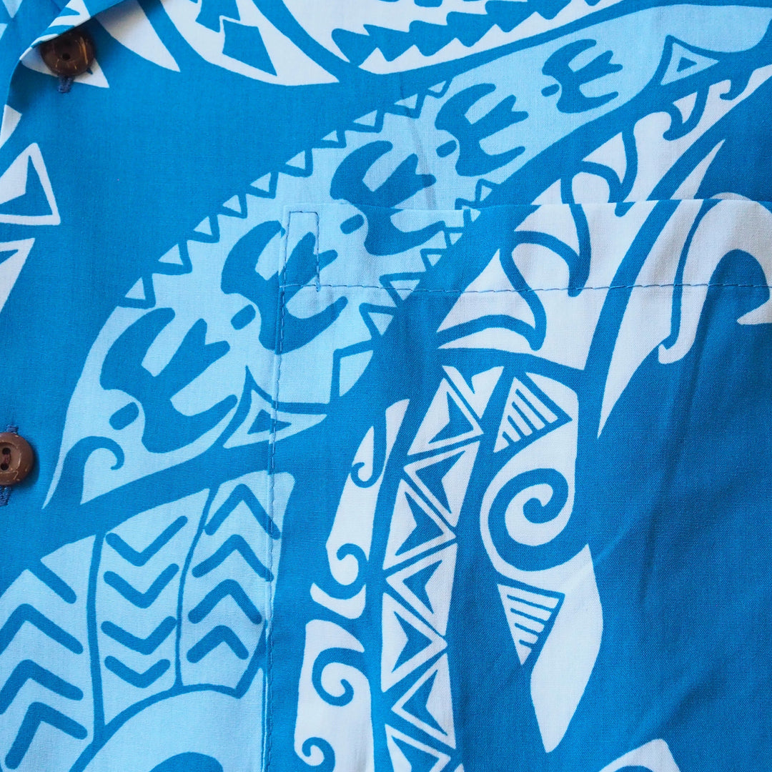 Mana Blue Hawaiian Rayon Shirt Made in Hawaii