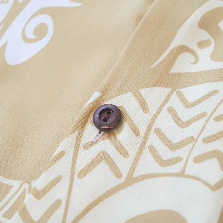Mana Tan Hawaiian Rayon Shirt - Made in Hawaii