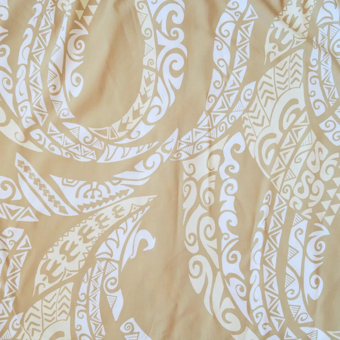 Mana Tan Hawaiian Rayon Shirt - Made in Hawaii