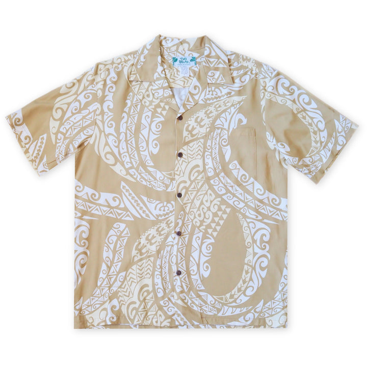 Mana Tan Hawaiian Rayon Shirt Made in Hawaii