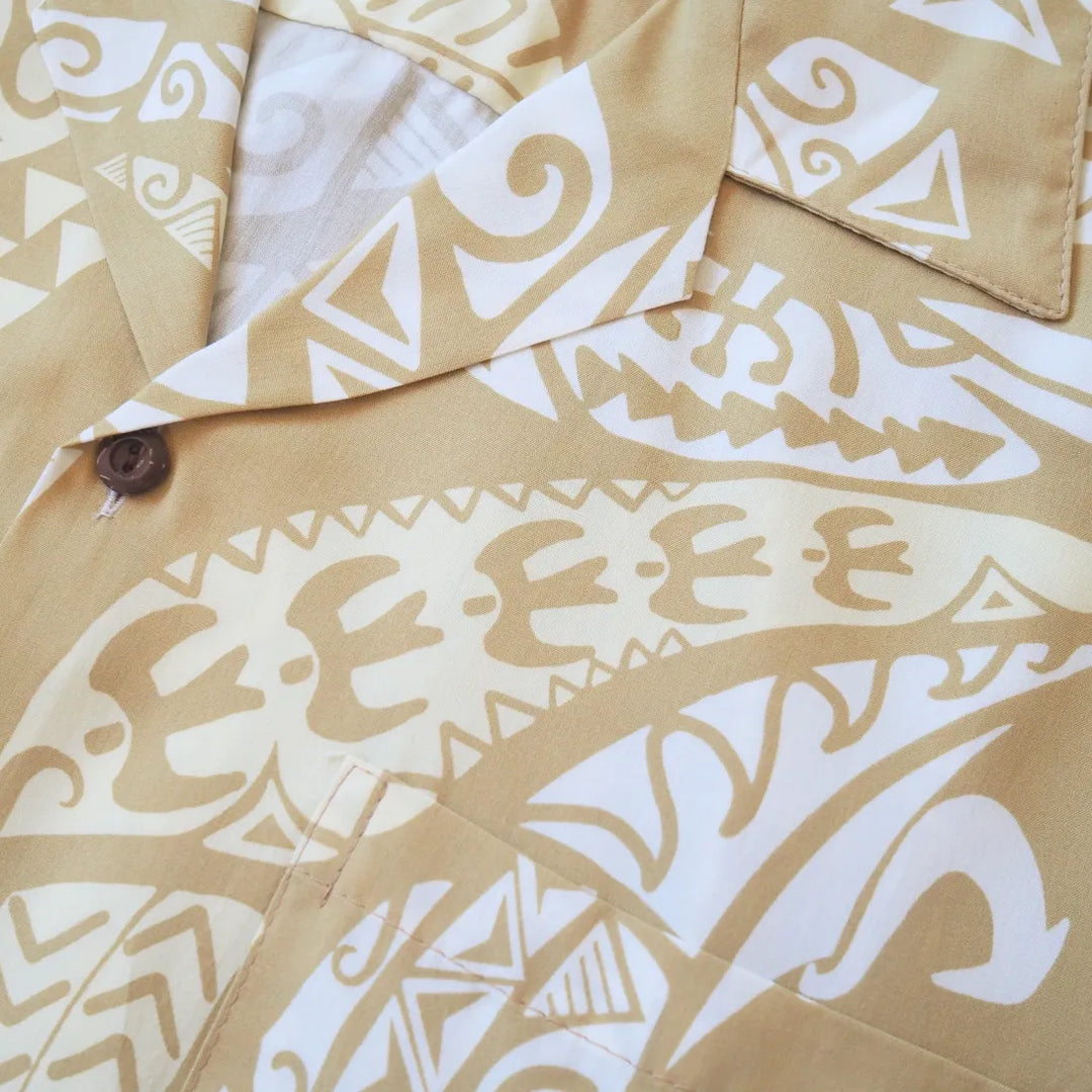 Mana Tan Hawaiian Rayon Shirt - Made in Hawaii