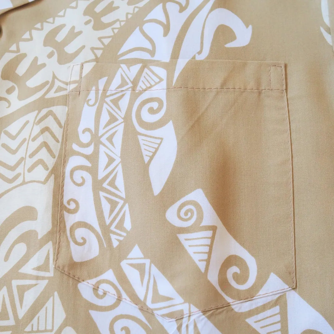 Mana Tan Hawaiian Rayon Shirt - Made in Hawaii