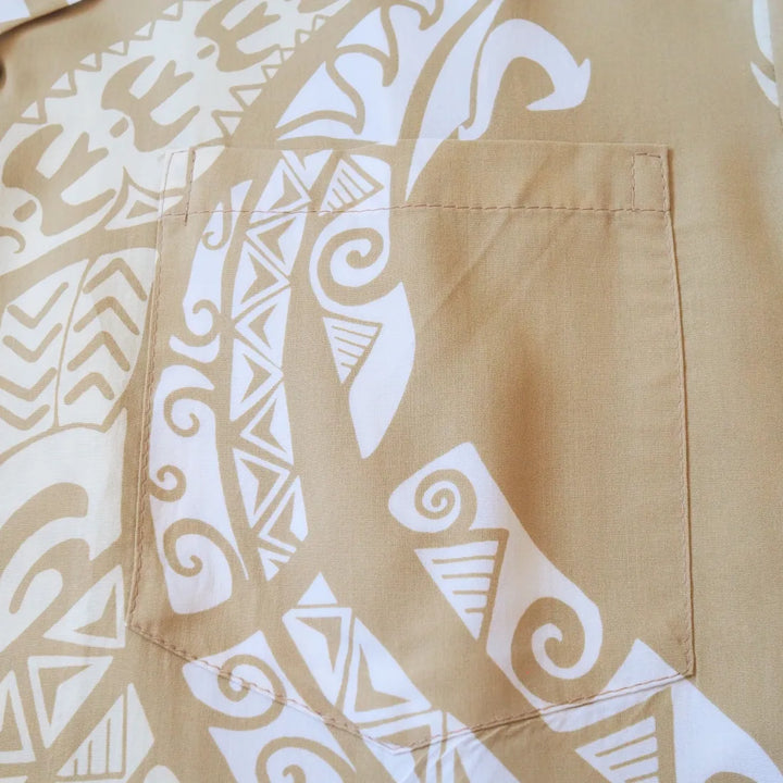 Mana Tan Hawaiian Rayon Shirt - Made in Hawaii