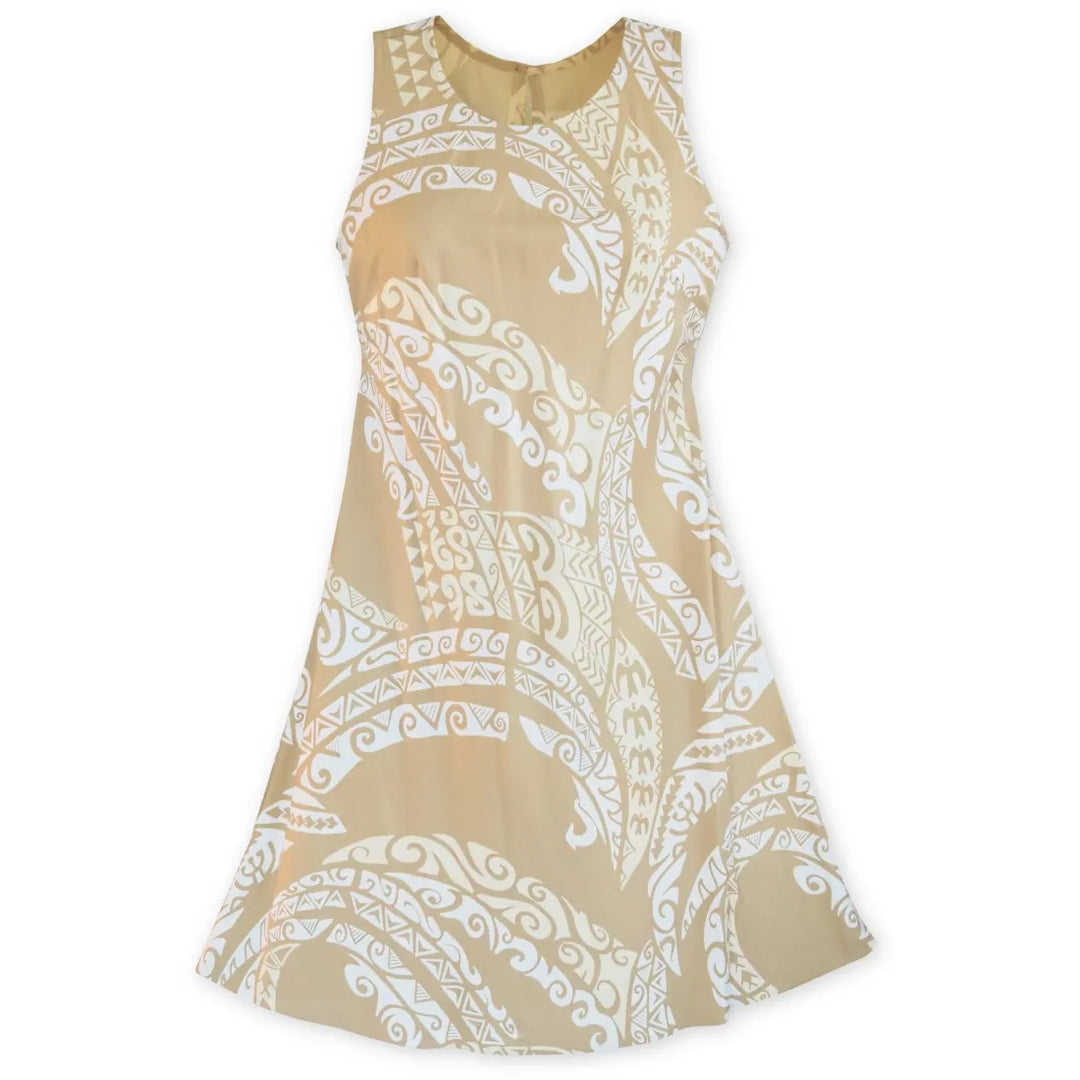 Mana Tan Rhythm Hawaiian Dress - Made in Hawaii