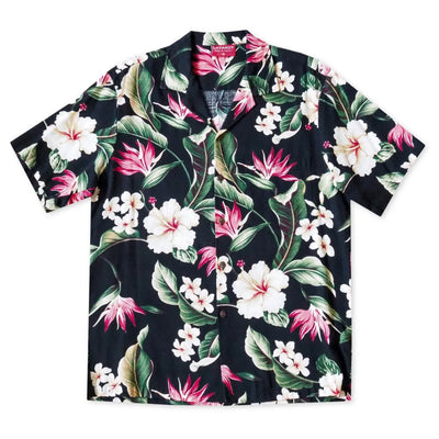 Manoa Black Hawaiian Cotton Shirt - Made In Hawaii