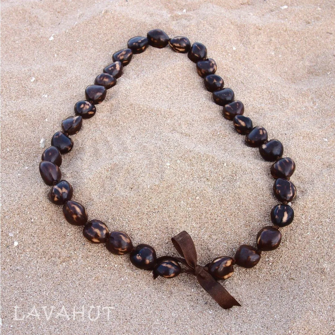 Marble Brown Kukui Nut Hawaiian Lei - Made in Hawaii