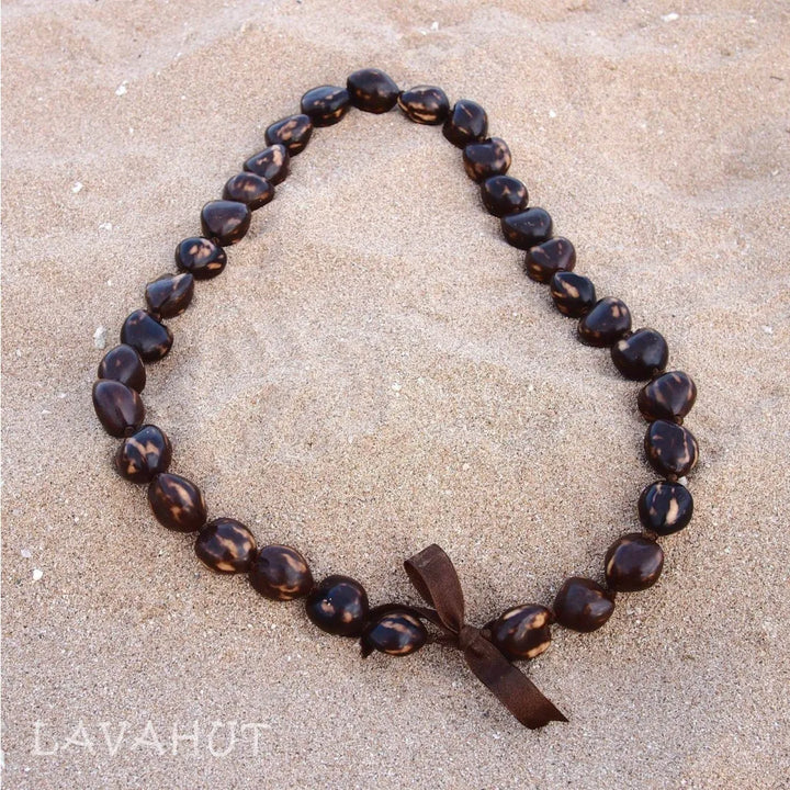 Marble Brown Kukui Nut Hawaiian Lei - Made in Hawaii