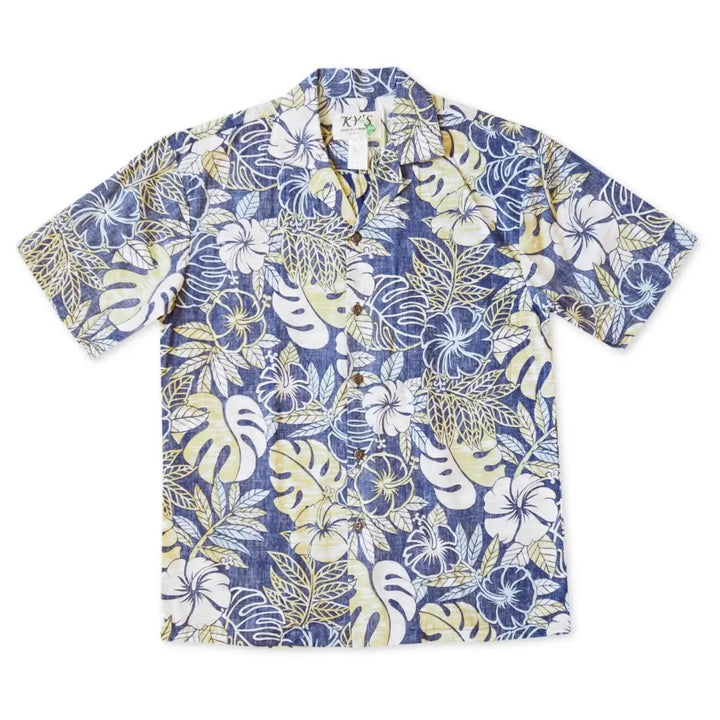 Maunawili Blue Hawaiian Reverse Shirt - Made in Hawaii