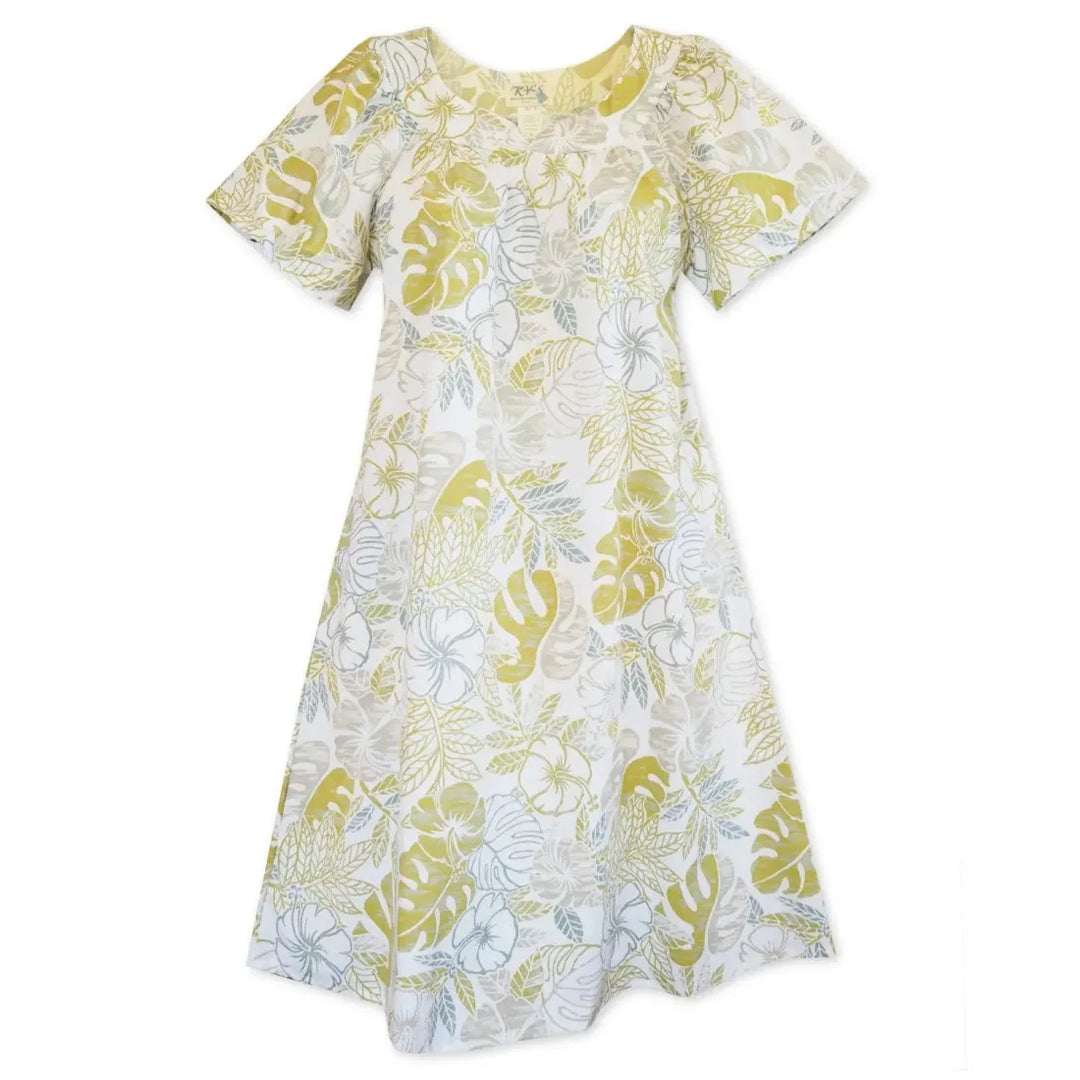 Maunawili Cream Hawaiian Tea Muumuu Dress - Made in Hawaii