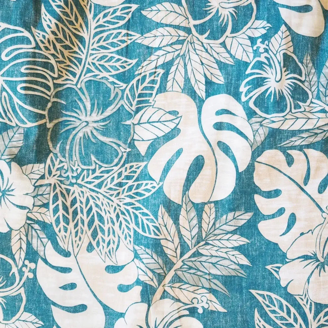 Maunawili Teal Hawaiian Reverse Shirt - Made in Hawaii