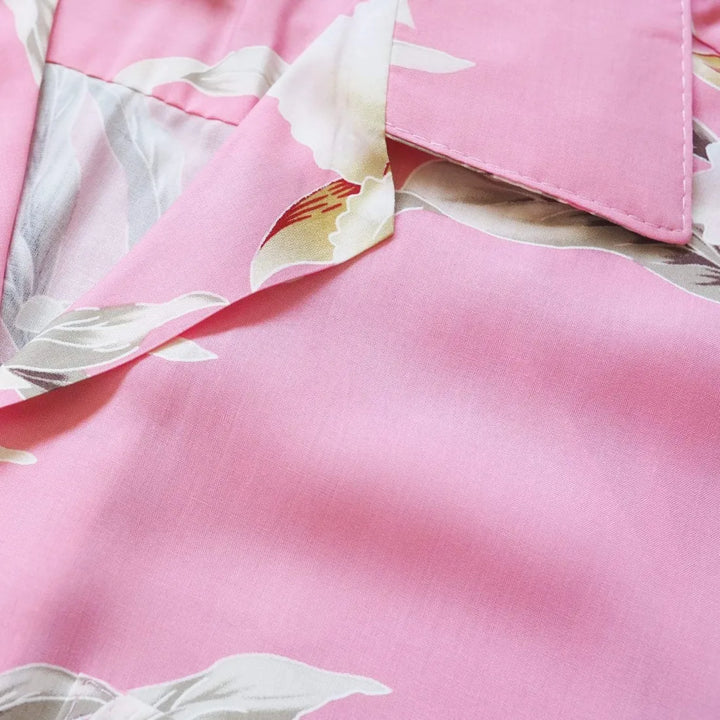 Mele Pink Hawaiian Rayon Shirt - Made in Hawaii