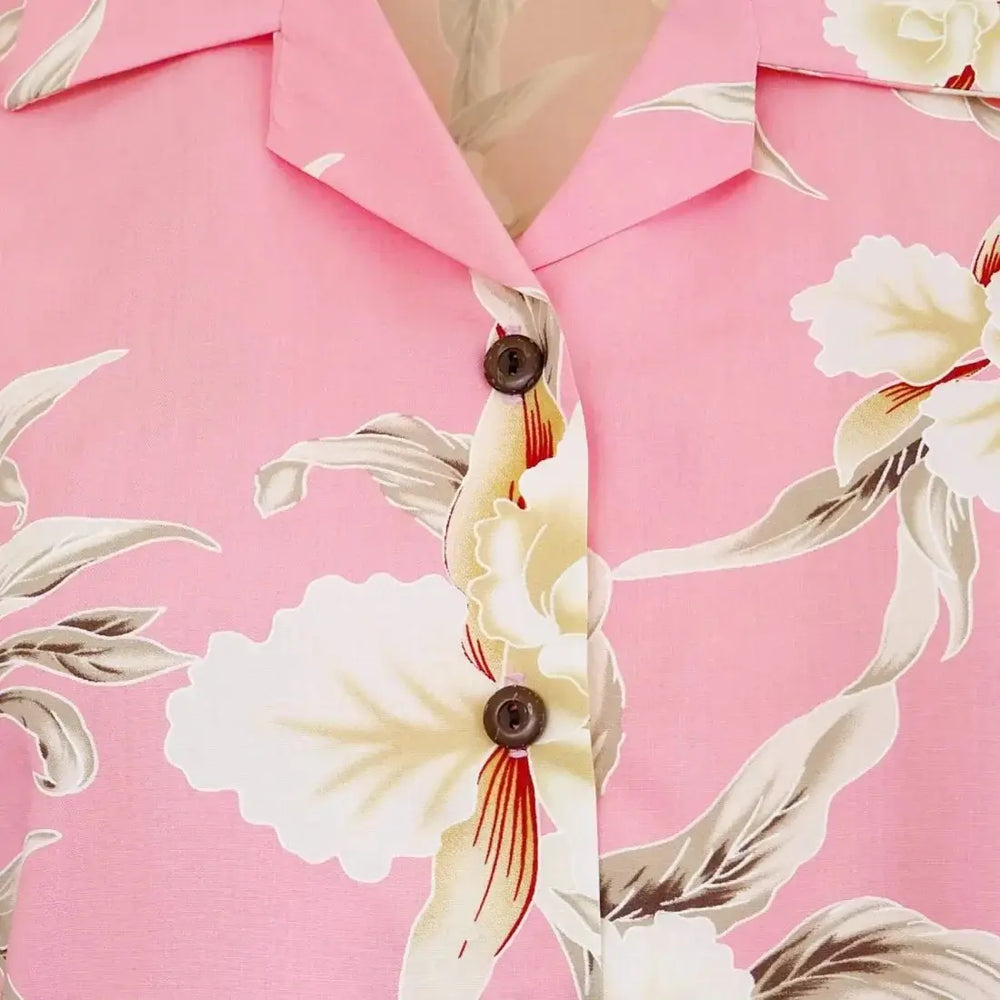 Mele Pink Women’s Hawaiian Rayon Shirt - Made in Hawaii