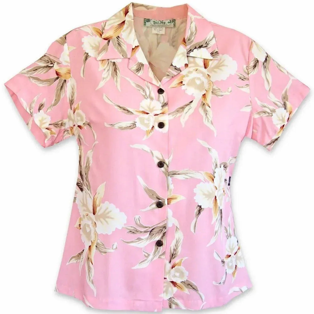 Mele Pink Women’s Hawaiian Rayon Shirt - Made in Hawaii