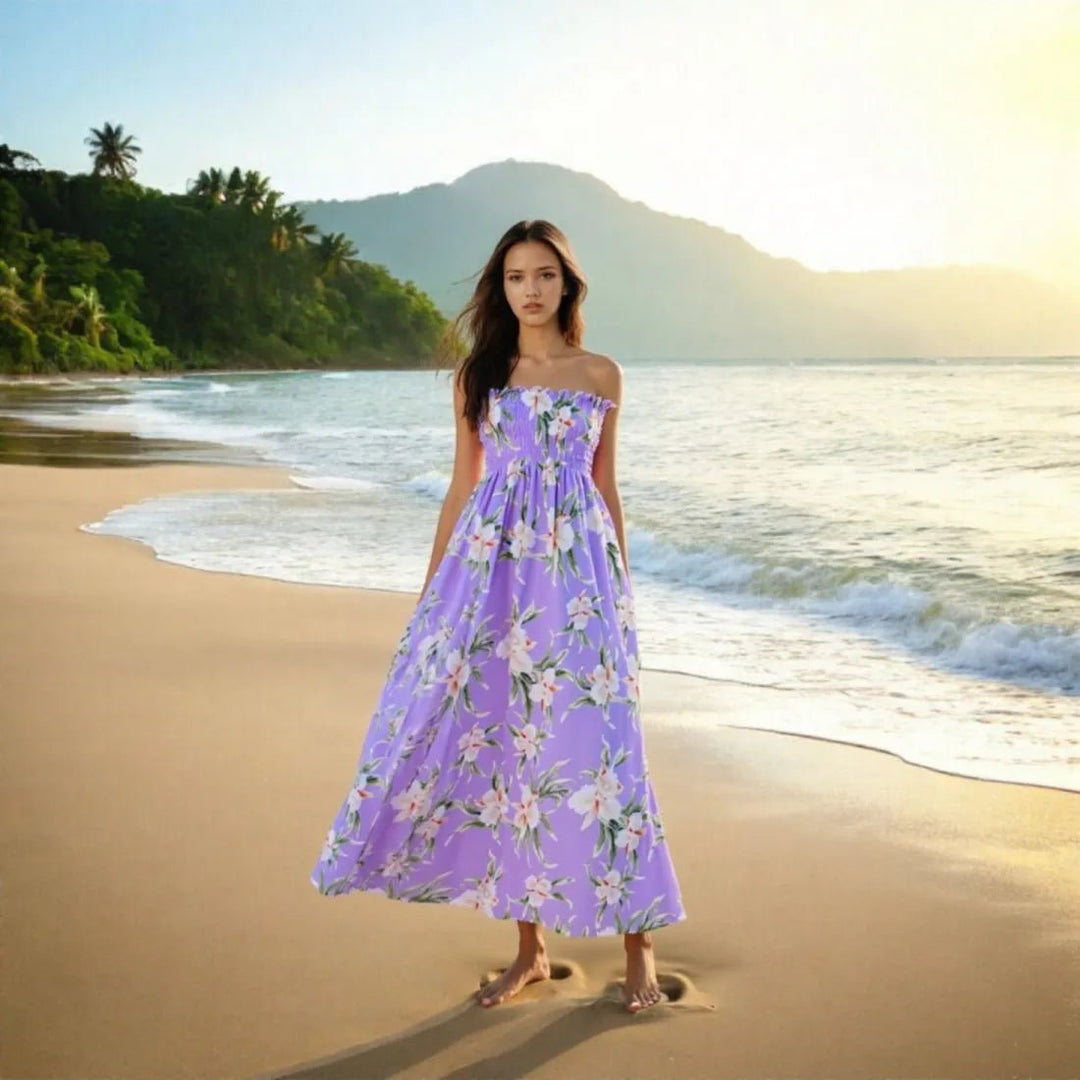 Mele Purple Maxi Hawaiian Dress – Authentic Hawaiian Long Dresses by Lavahut