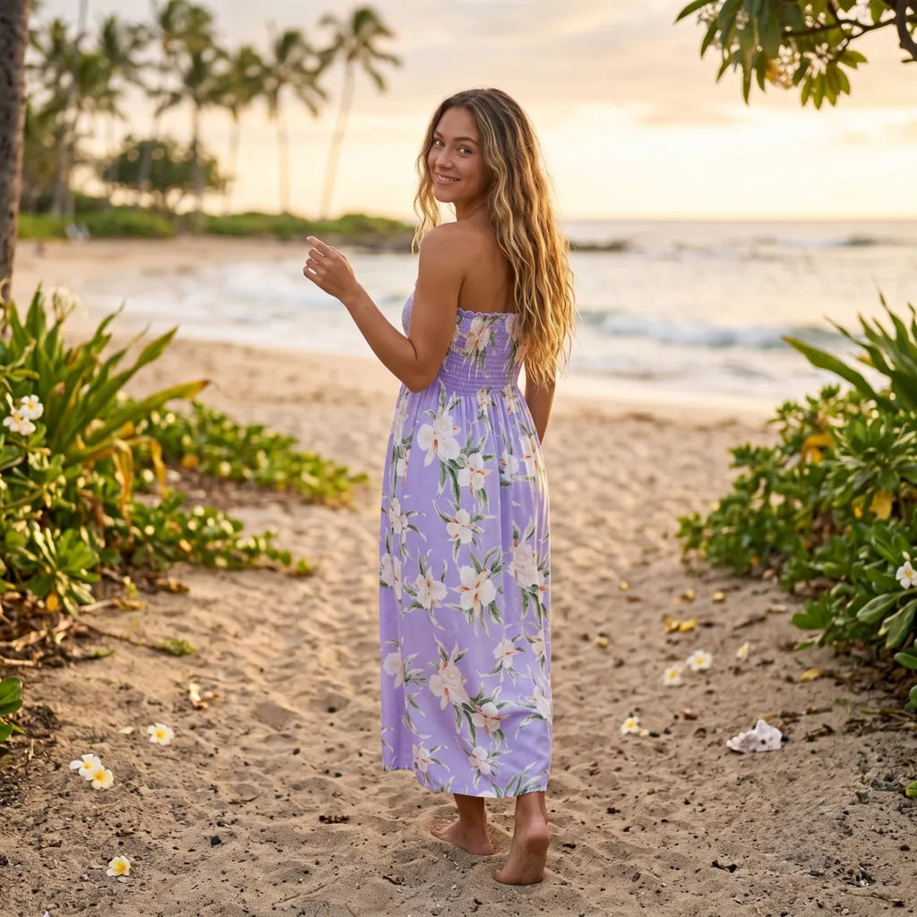 Mele Purple Maxi Hawaiian Dress