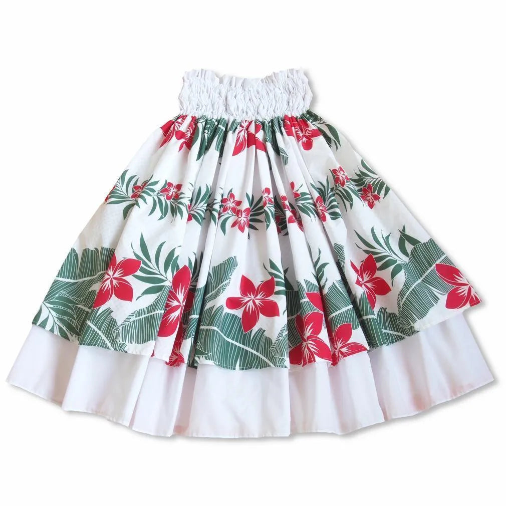 Mele White Double Pa’u Hawaiian Hula Skirt - Made in Hawaii