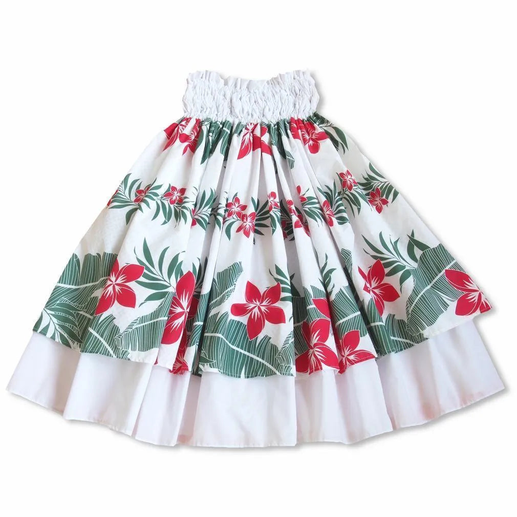 Mele White Double Pa’u Hawaiian Hula Skirt - Made In Hawaii