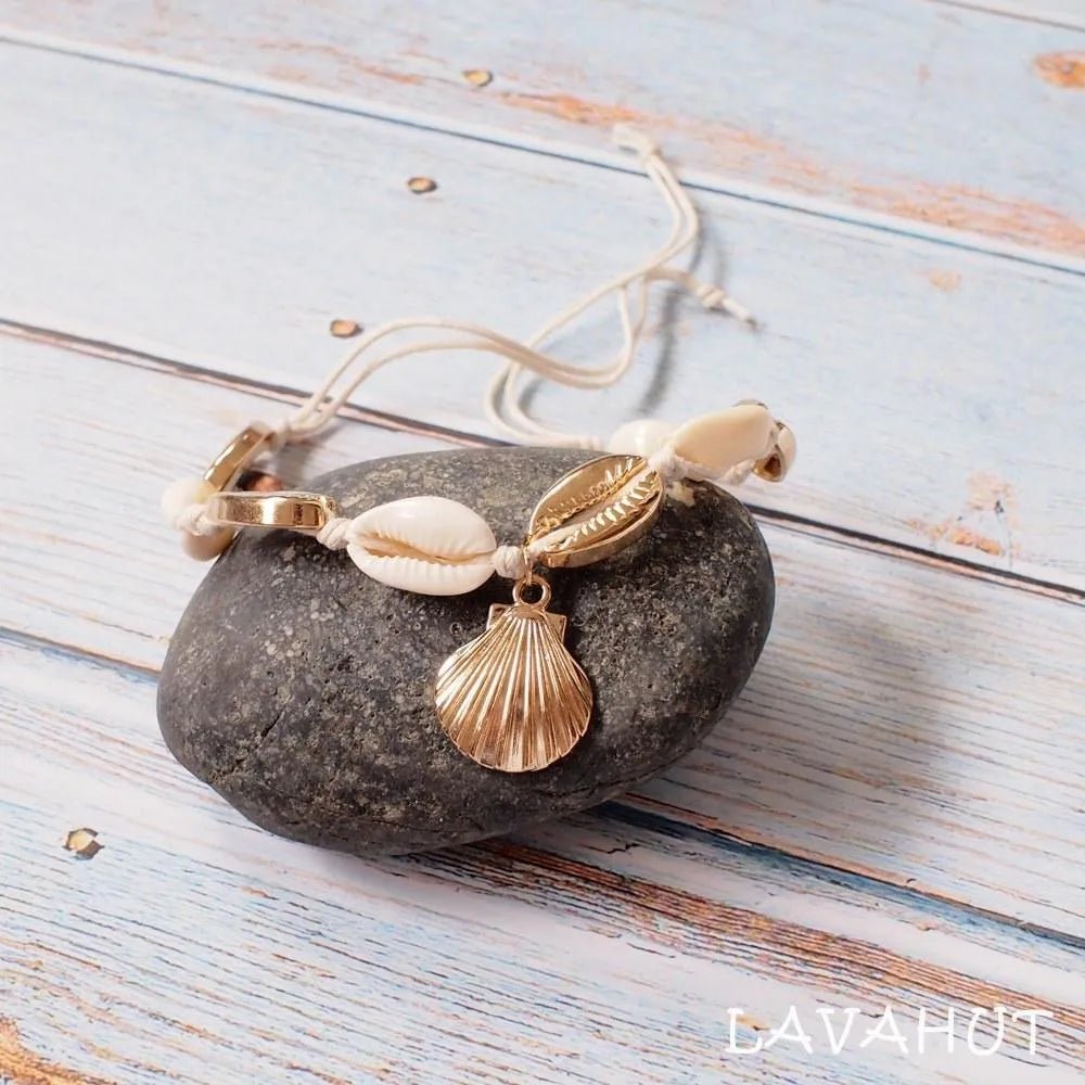 Mermaid Gold Cowry Seashell Hawaiian Bracelet – Authentic Hawaiian Necklaces by Lavahut