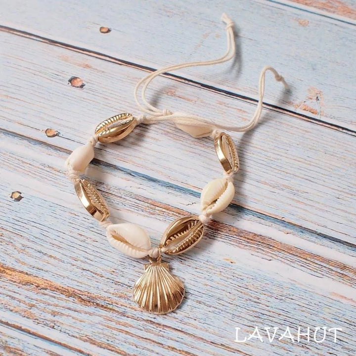 Mermaid Gold Cowry Seashell Hawaiian Bracelet – Authentic Hawaiian Necklaces by Lavahut