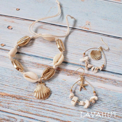 Mermaid Gold Cowry Seashell Hawaiian Bracelet - Made In Hawaii