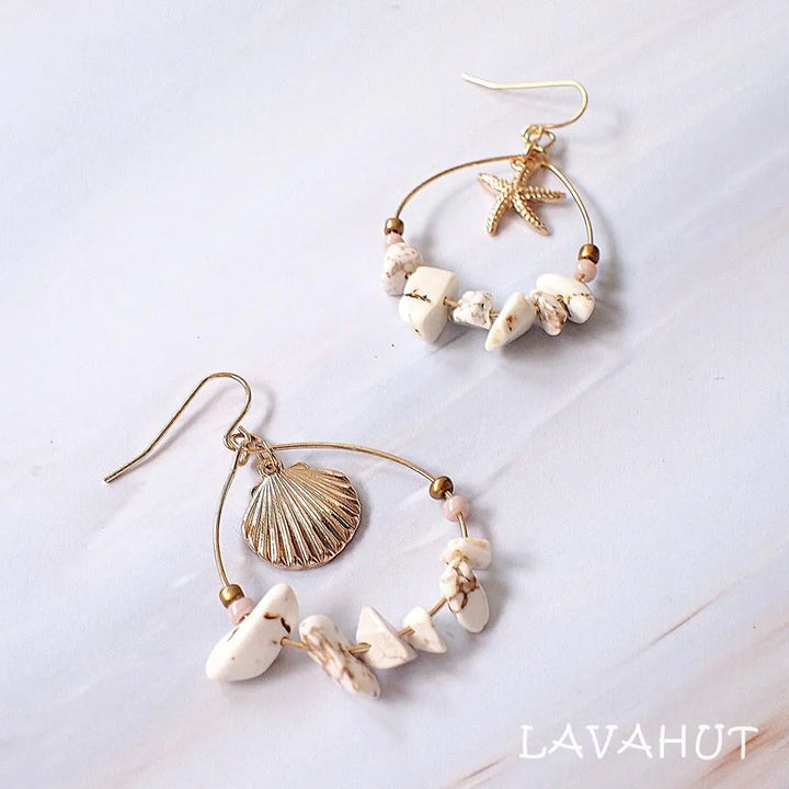 Mermaid Seashell Hawaiian Hoop Earrings - Made in Hawaii