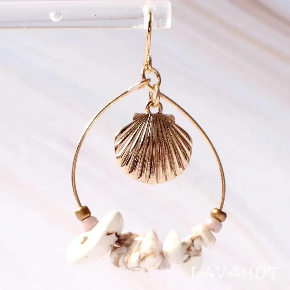 Mermaid Seashell Hawaiian Hoop Earrings - Made in Hawaii