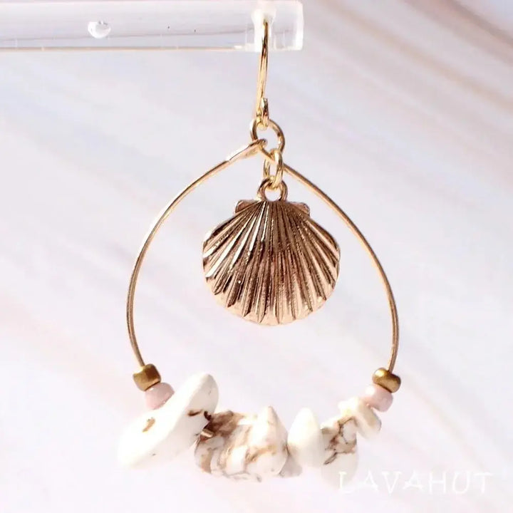 Mermaid Seashell Hawaiian Hoop Earrings - Made in Hawaii