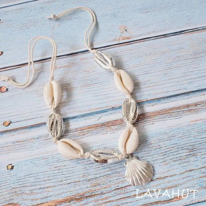 Mermaid Silver Cowry Seashell Hawaiian Bracelet - Made in Hawaii