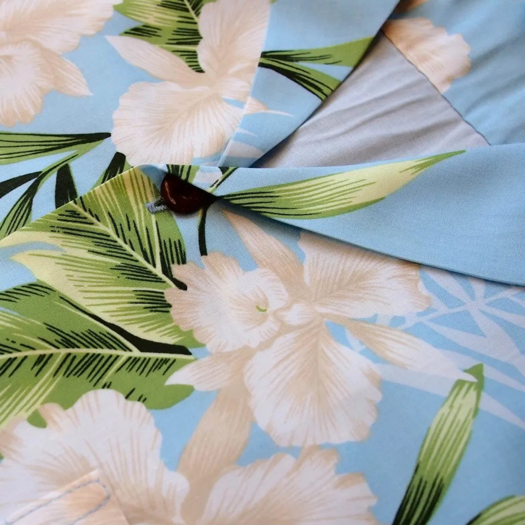 Midnight Baby Blue Hawaiian Rayon Shirt - Made in Hawaii