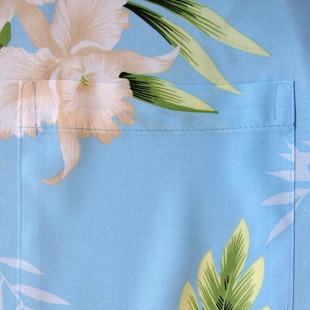 Midnight Baby Blue Hawaiian Rayon Shirt - Made in Hawaii