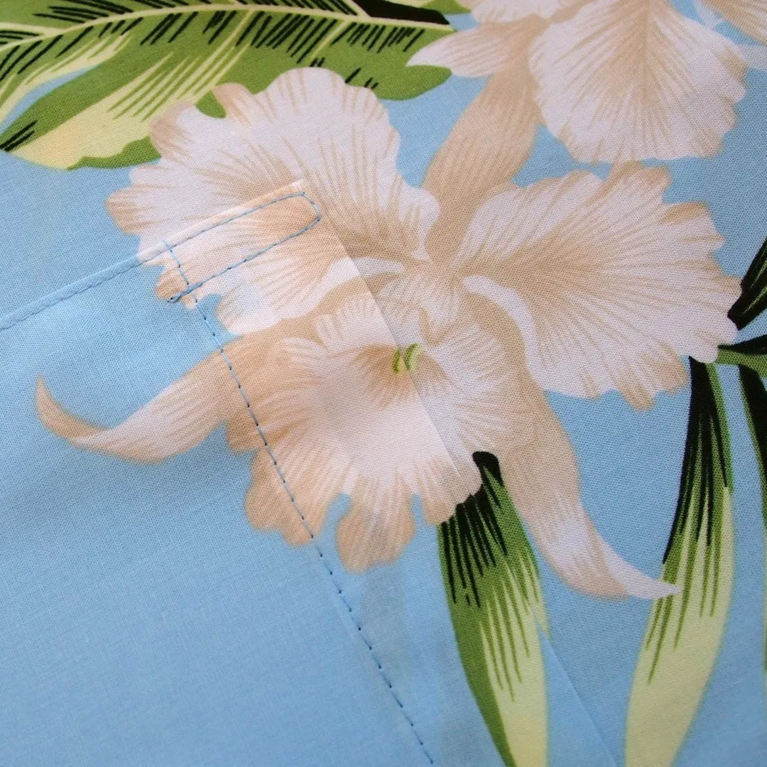 Midnight Baby Blue Hawaiian Rayon Shirt - Made in Hawaii