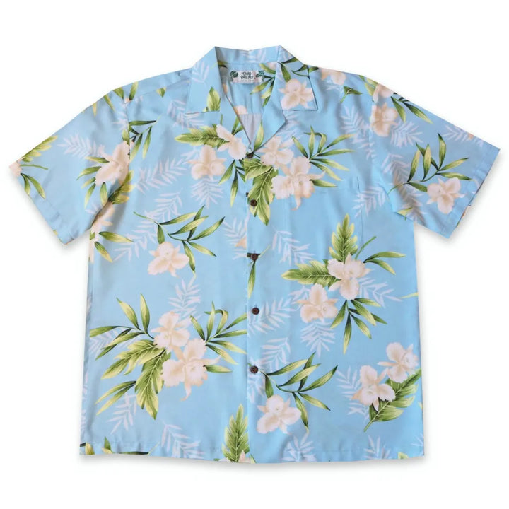 Midnight Baby Blue Hawaiian Rayon Shirt - Made in Hawaii