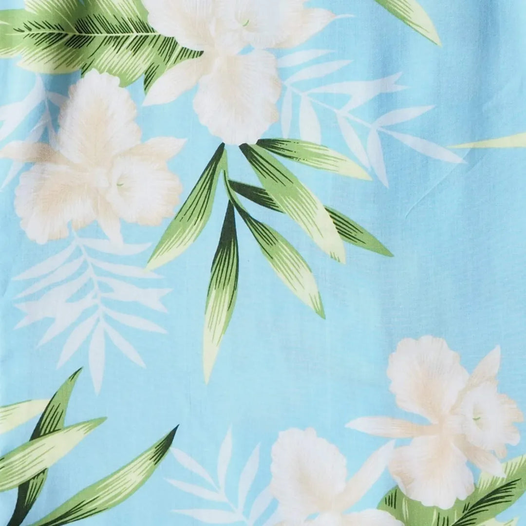 Midnight Baby Blue Lady’s Hawaiian Rayon Blouse - Made in Hawaii