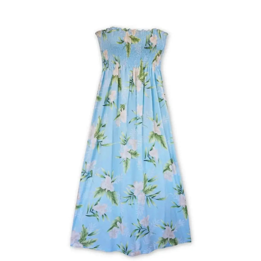 Midnight Baby Blue Maxi Hawaiian Dress Made in Hawaii