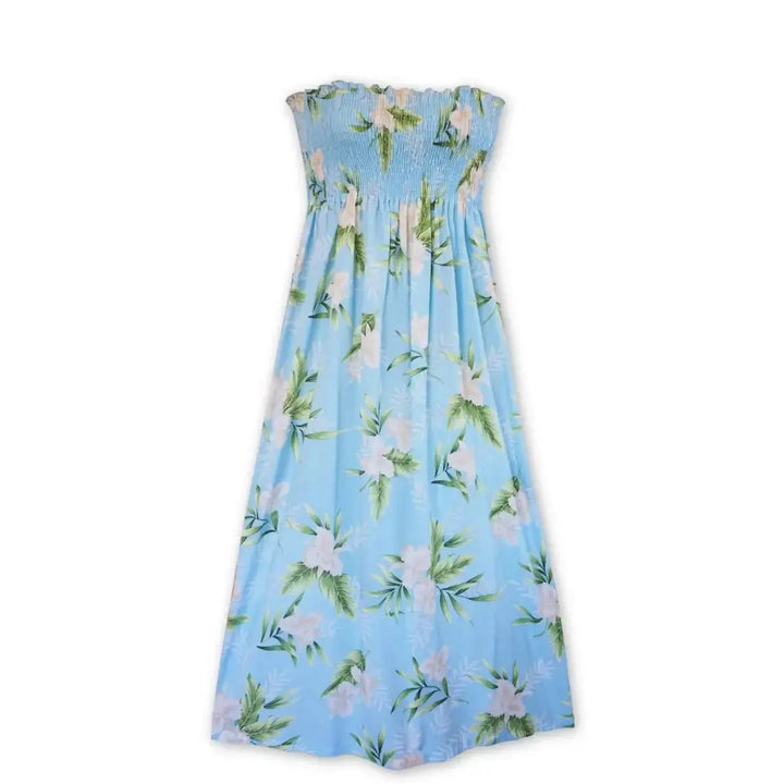 Midnight Baby Blue Maxi Hawaiian Dress Made in Hawaii