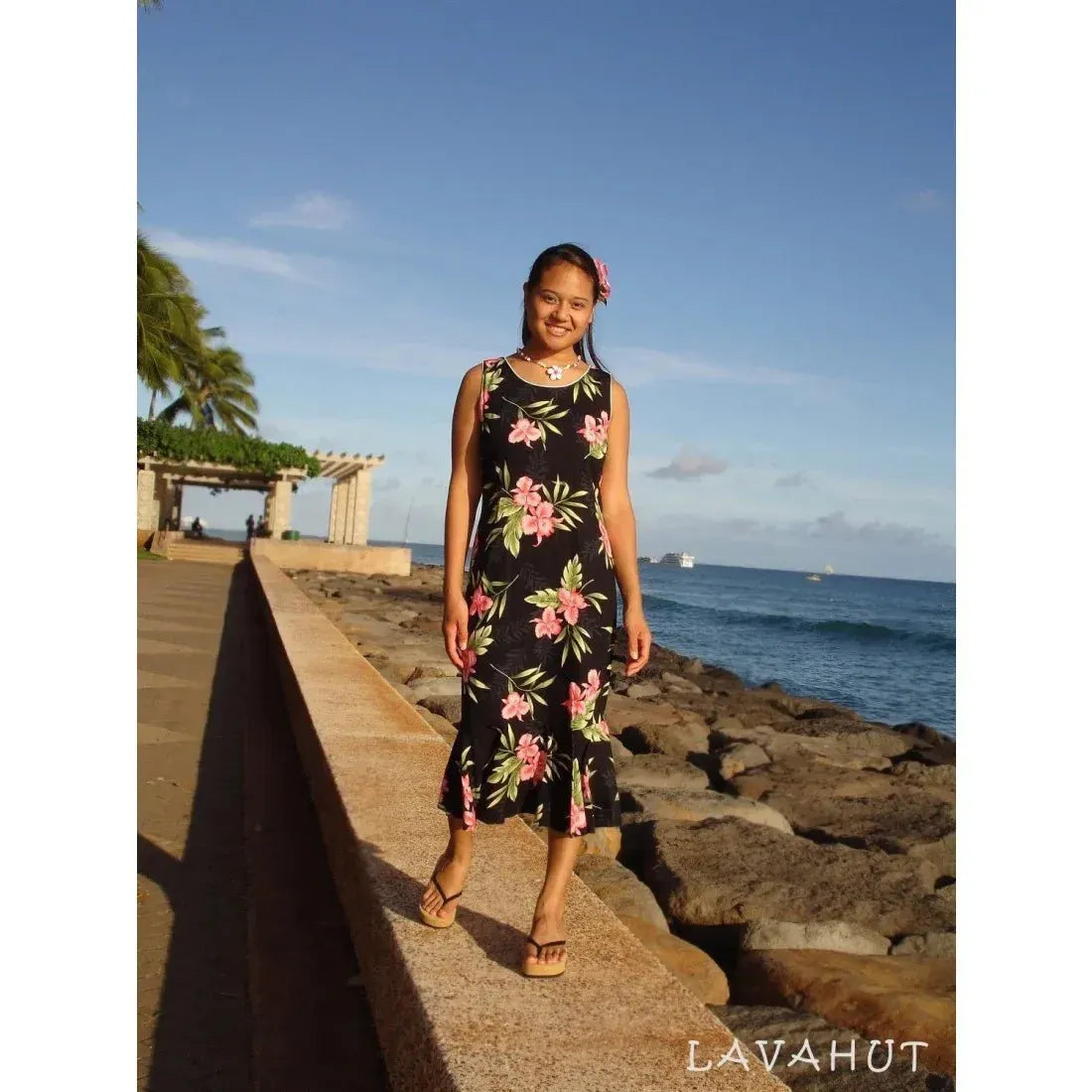 Midnight Black Hana Aloha Hawaiian Dress Online XL / Black Midnight Black Hana Aloha Hawaiian Dress Online XL / Black