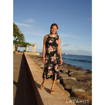 Midnight Black Hana Aloha Hawaiian Dress - Made In Hawaii
