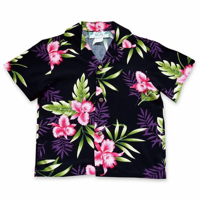 Midnight Black Hawaiian Boy Shirt - Made In Hawaii