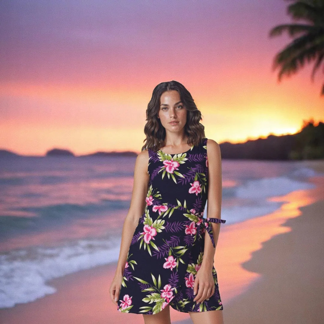 Midnight Black Honi Hawaiian Dress - Made in Hawaii