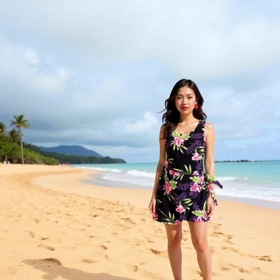 Midnight Black Honi Hawaiian Dress - Made in Hawaii