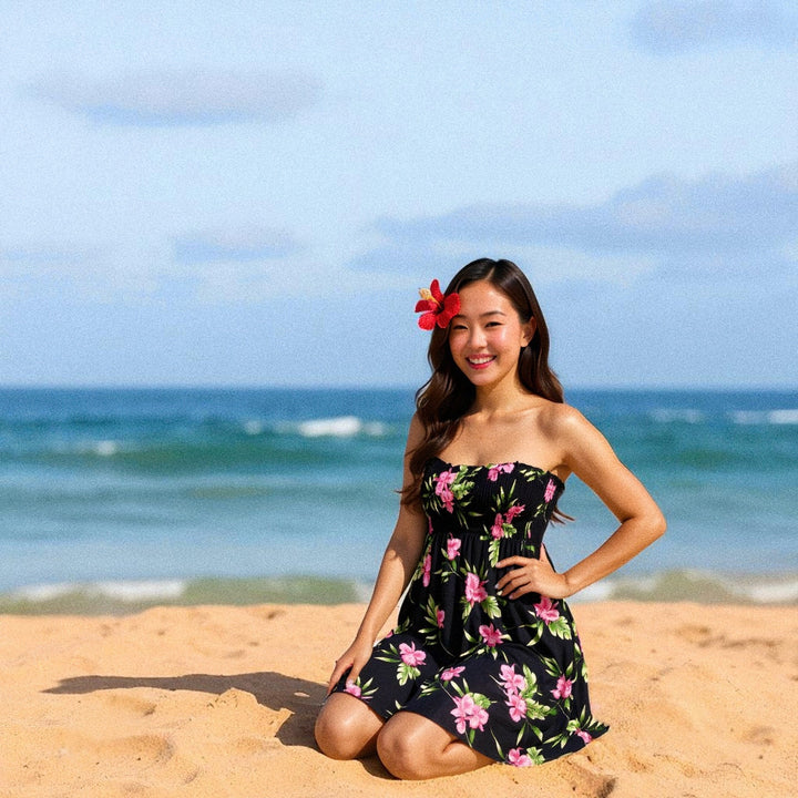 Midnight Black Moonkiss Hawaiian Dress Made in Hawaii