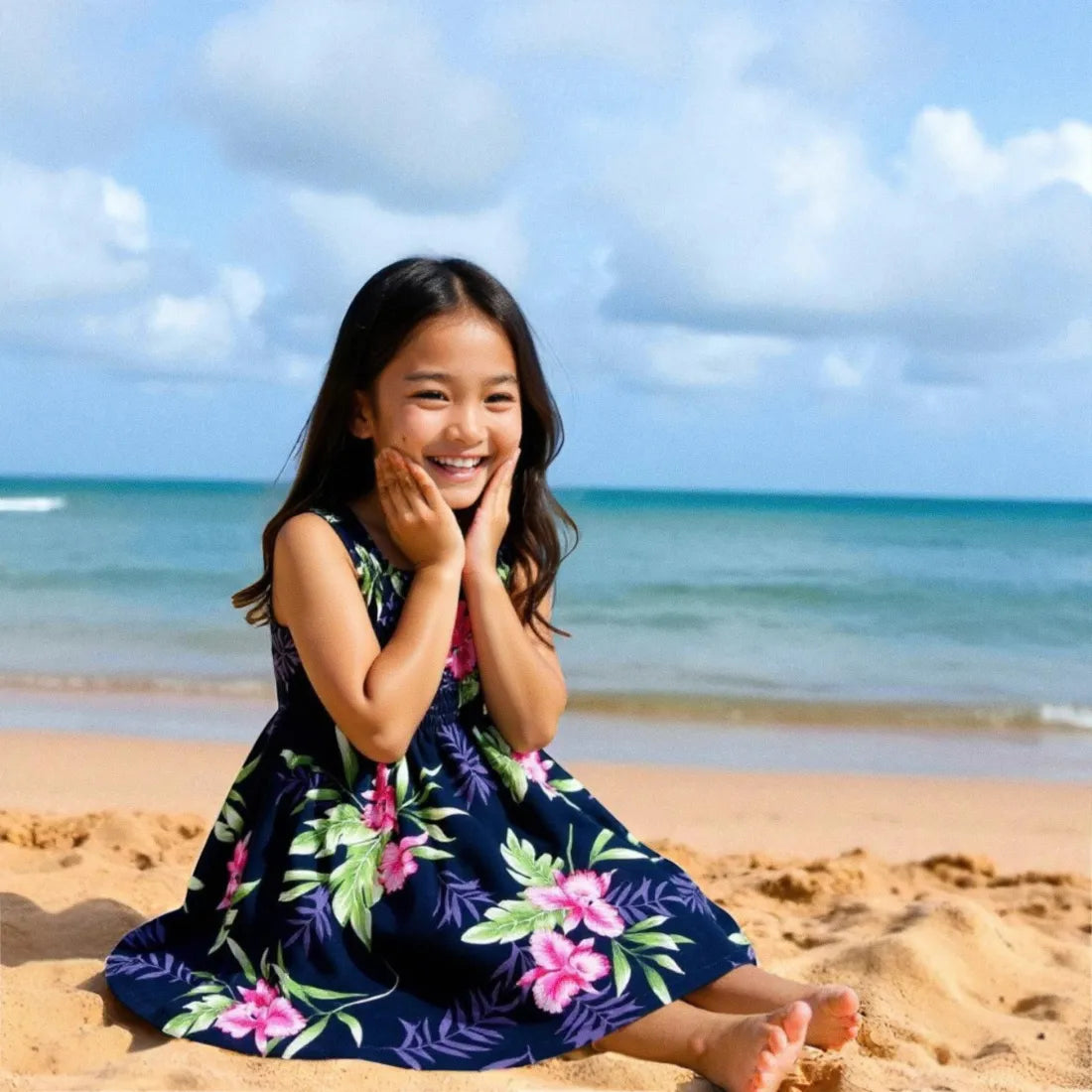 Midnight Black Sunkiss Hawaiian Girl Dress - Made in Hawaii