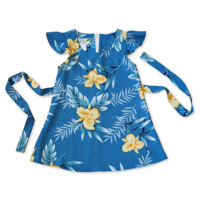 Midnight Blue Hawaiian Girl Rayon Dress - Made In Hawaii